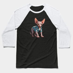 Tropical Feline: Sphynx in Floral Attire Baseball T-Shirt